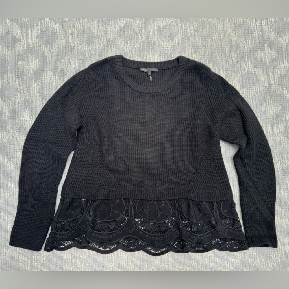 Women’s Maje Black Lace Trim Sweater Size 2